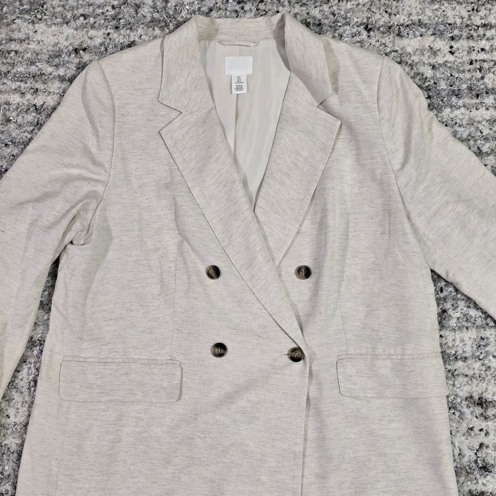 Women's Cream Double-Breasted Blazer